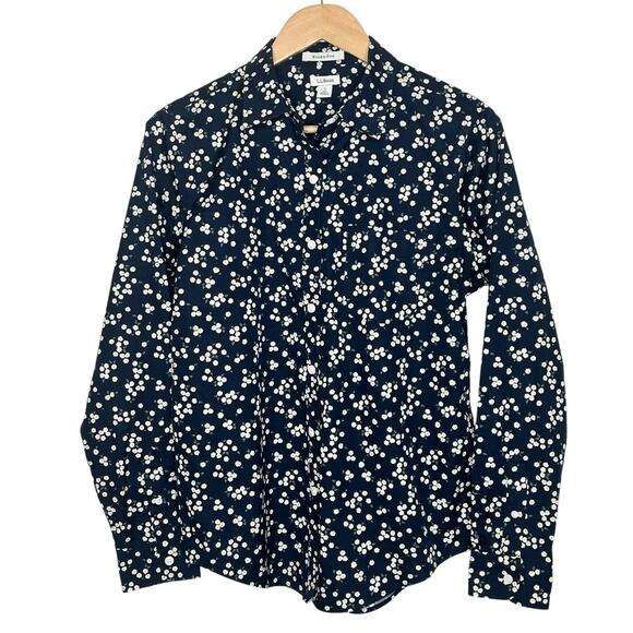 L.L. Bean Tops - LL Bean Daisy Floral Print Button Up Shirt Black Womens Small Preppy Cottage